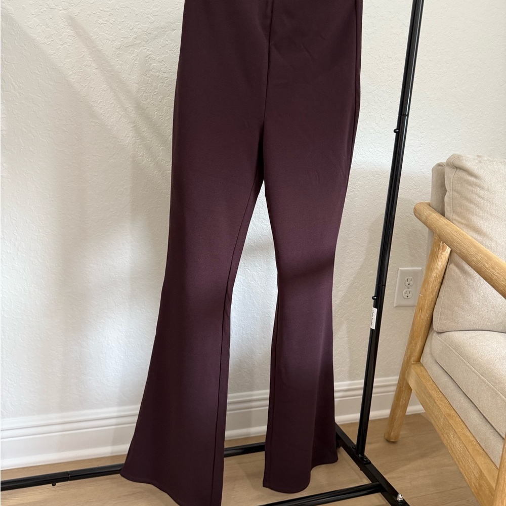 H&M Women's Flare Pants in Rich Burgundy